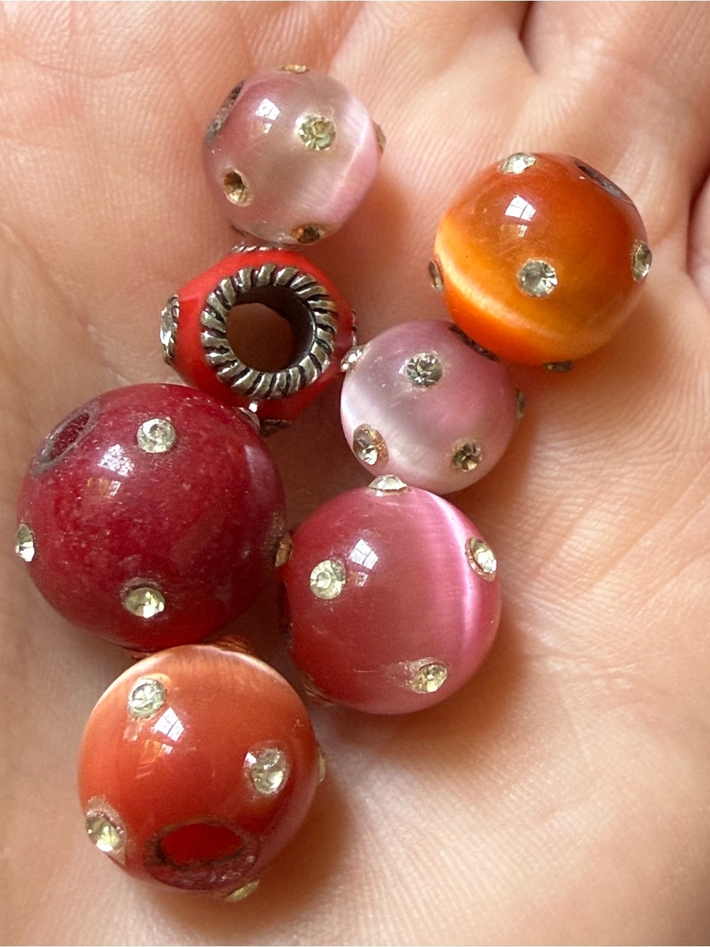 Bracelet Charm Beads - Pink & Orange & Red